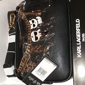 Karl Lagerfeld Black Satchel with Gold Chain Accents BNIB  PL Rt EL